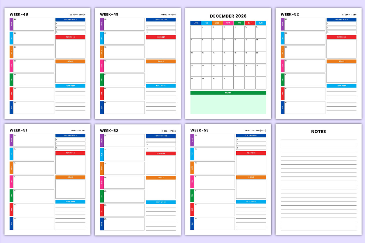2026 Dated Weekly Organizer Canva, a Stationery Template by Mustafiz (Photo 4 of 4)