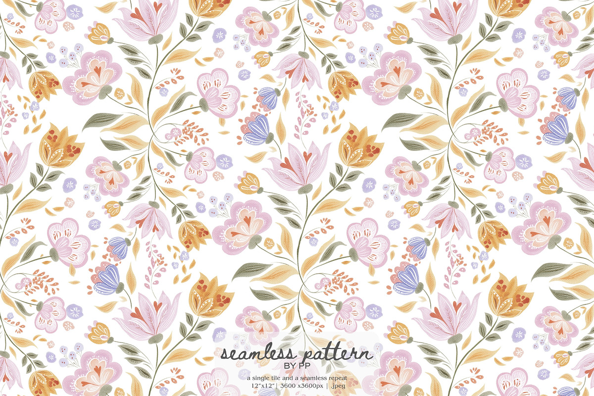 Whimsical folk seamless pattern, a Pattern Graphic by Pink Studio Art (Photo 1 of 4)