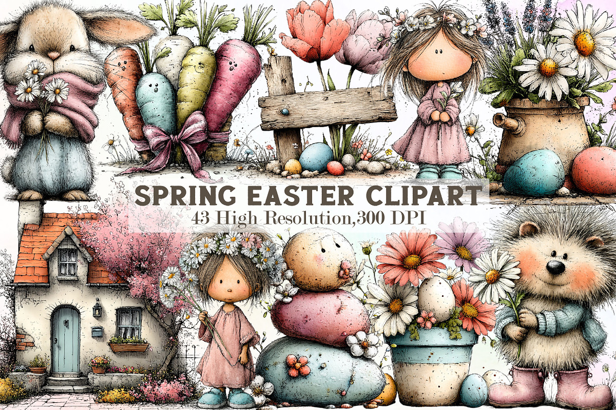 Watercolor Spring Easter Clipart, an Illustration by Sublimation Artist (Photo 1 of 7)