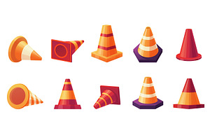 Traffic cones. Striped traffic cone, an Illustration by LadadikArt