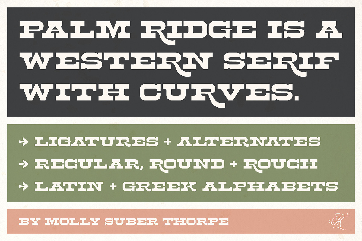 Palm Ridge Midcentury Southwest Font, a Serif Font by Molly Suber Thorpe (Photo 2 of 15)