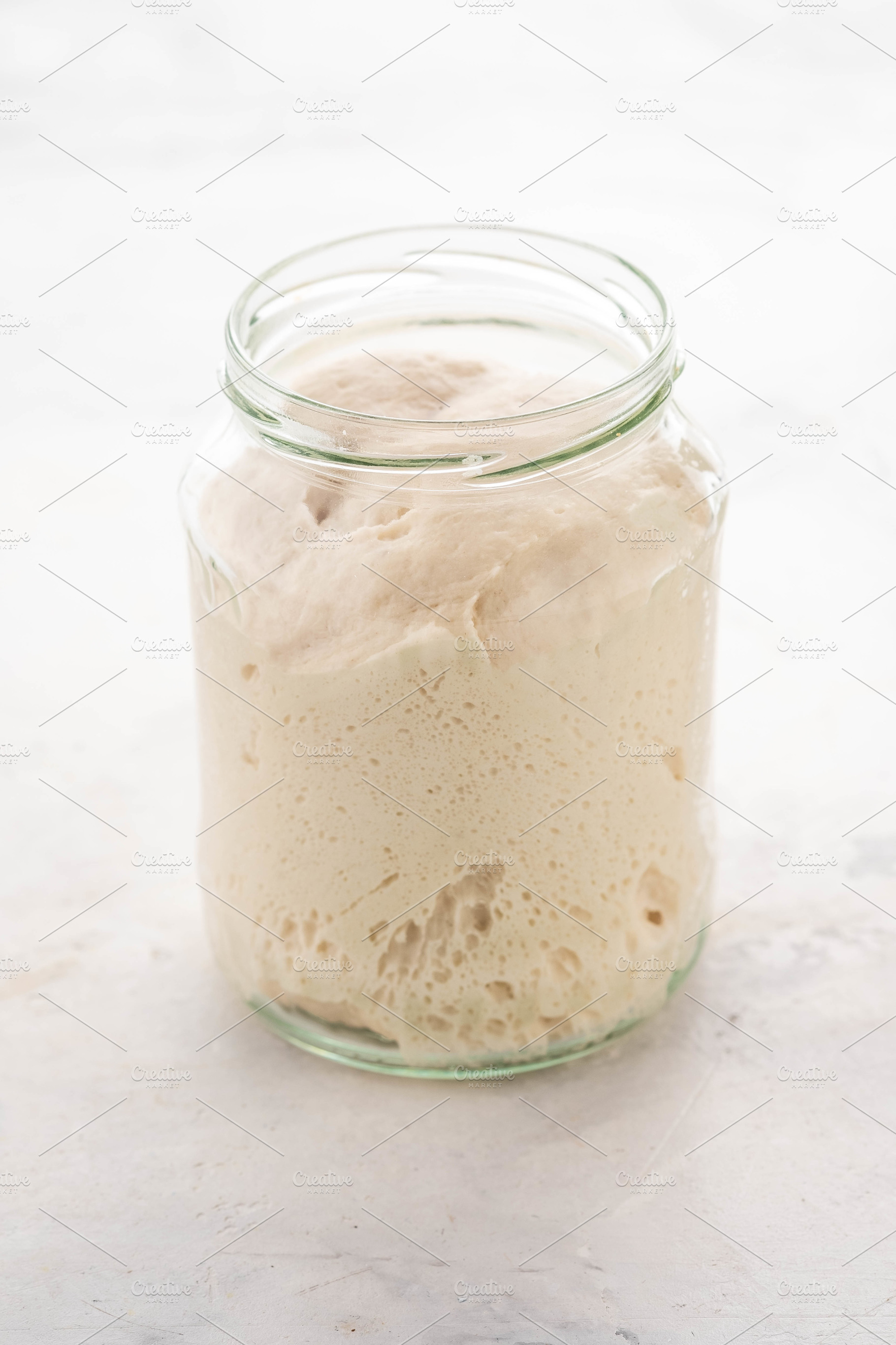 Natural leaven for bread in a glass featuring leaven, bread, and ...