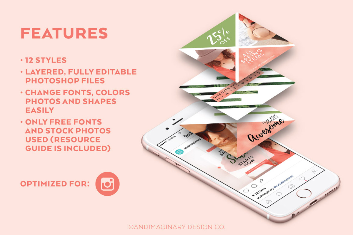 Coral & Moss INSTAGRAM BANNER Pack, a Social Media Template by Andimaginary Creative Co. (Photo 2 of 8)