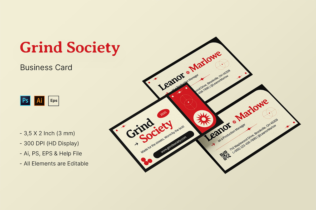 Grind Society - Business Card, a Business Card Template by StreaksideStd (Photo 1 of 3)