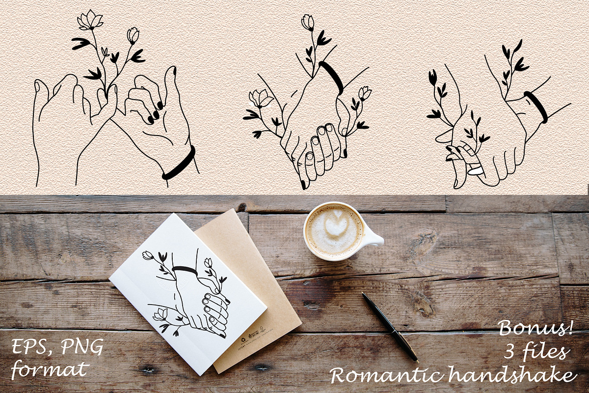 Couple in love hold hands. Line art, an Illustration by Live line (Photo 4 of 5)