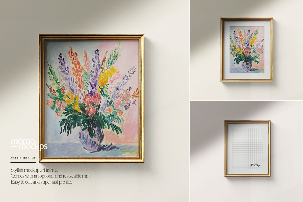 Gold Frame Mockup Art Poster PSD, a Household Mockup by momomockps (Photo 2 of 6)