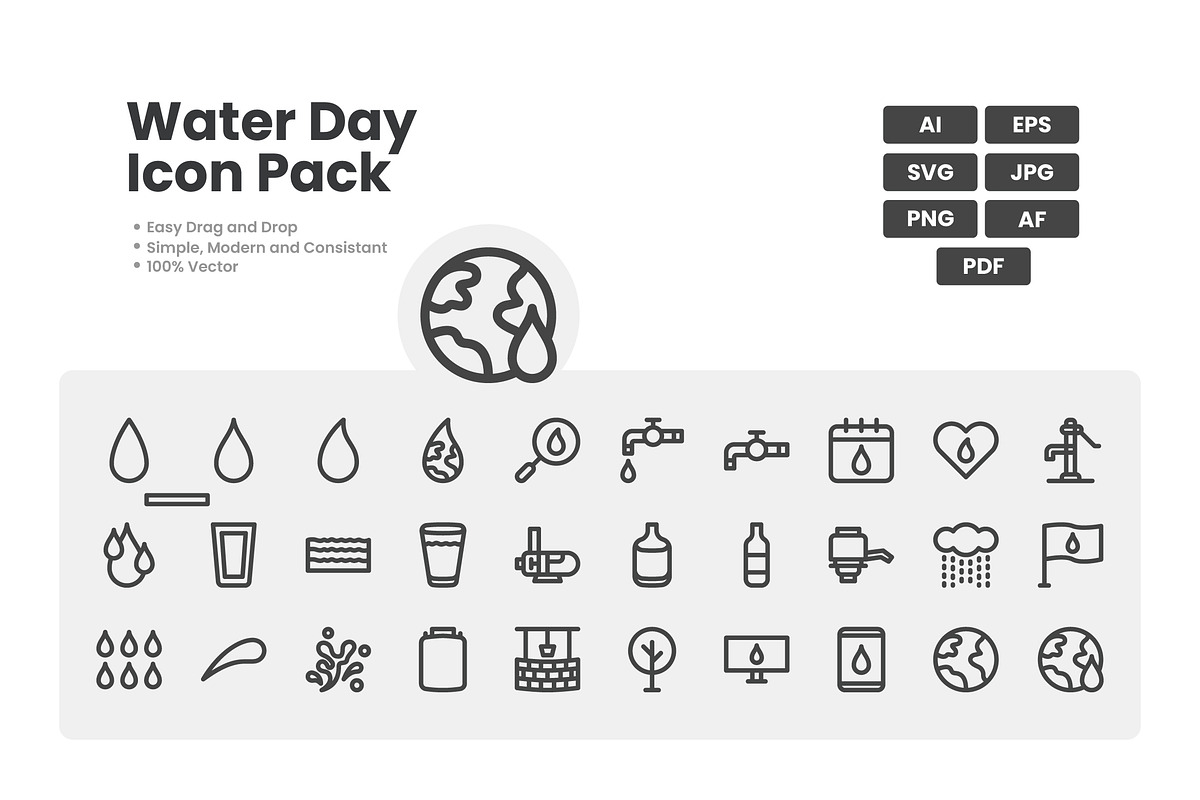 Water Outline Icons, an Outline Icon by erifqizeicon (Photo 2 of 2)