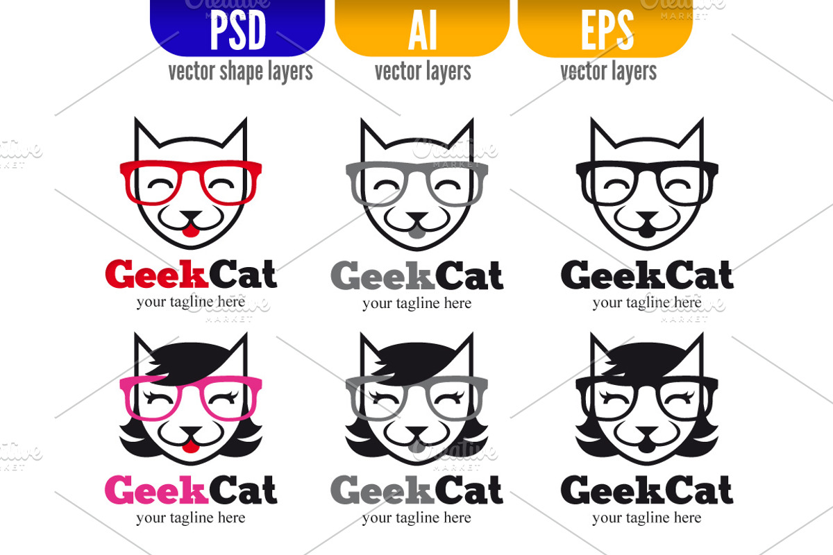 Geek Cat - Male & Female, a Branding & Logo Template by doghead (Photo 2 of 3)