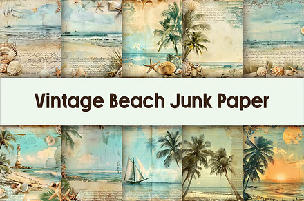Vintage Beach Junk Paper, a Background Graphic by AdriOP