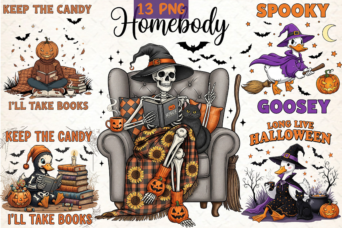 Halloween Vintage Sublimation PNG, an Illustration by DreamCafeArt (Photo 1 of 6)