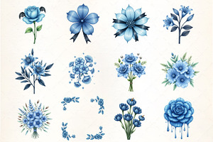 Blue Floral Halloween PNG, an Illustration by CrexoraLab