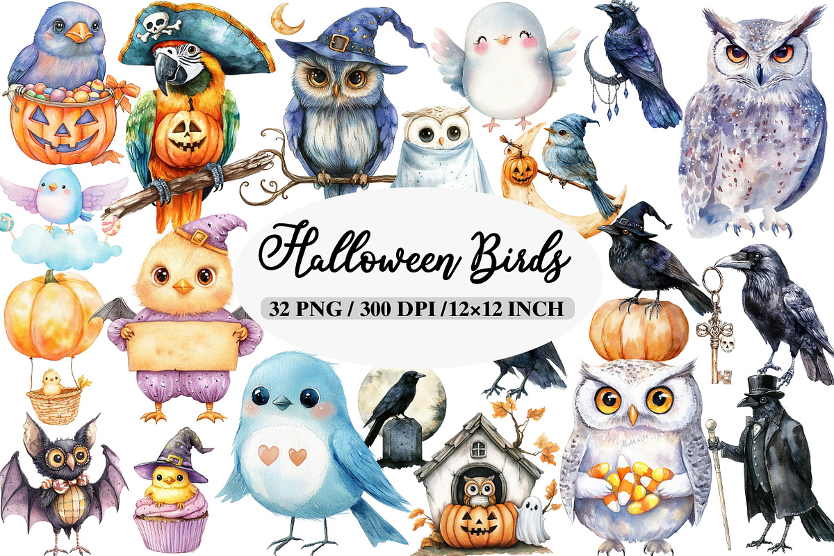 Halloween Birds Clipart, an Illustration by Daily.Designs (Photo 1 of 5)