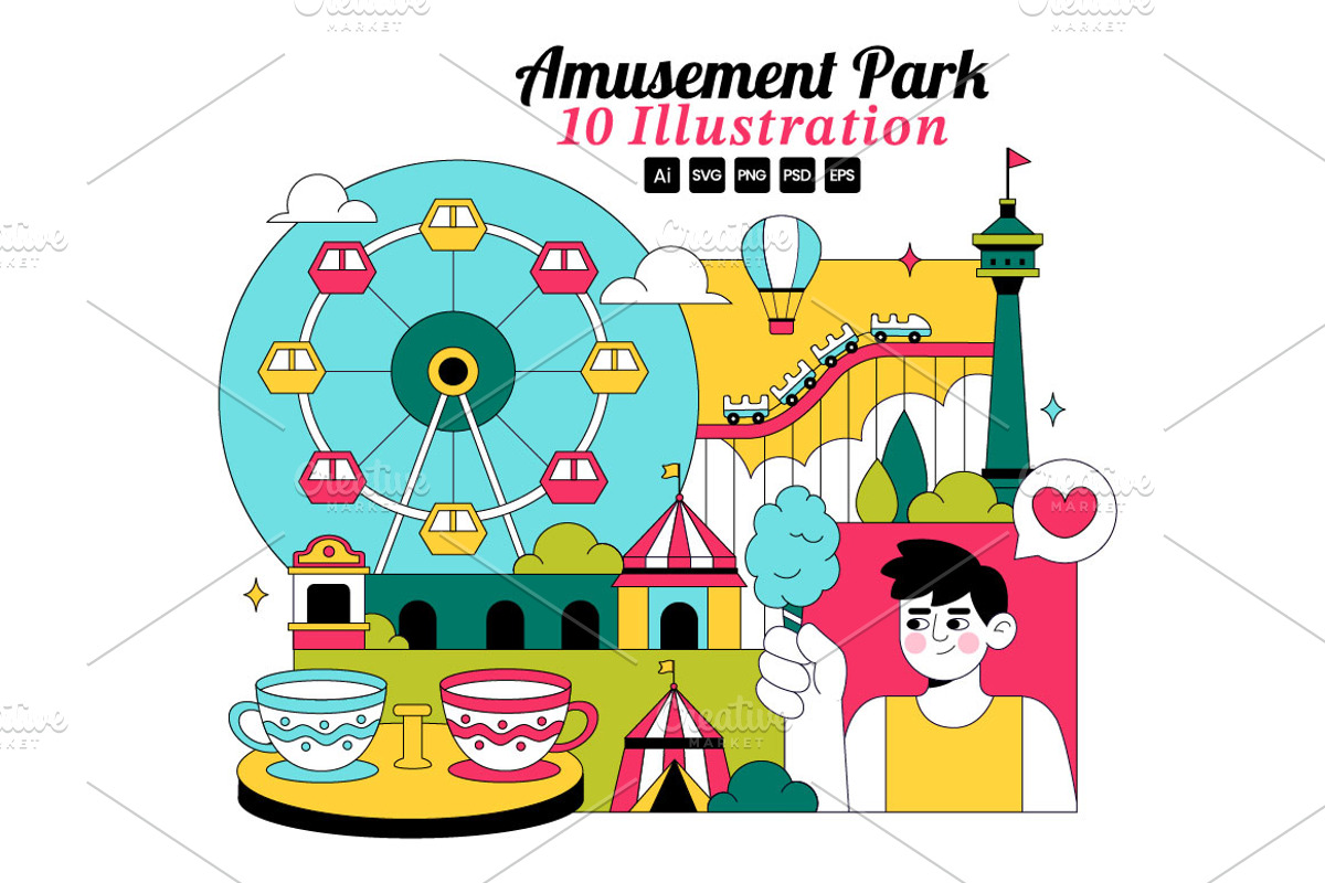10 Amusement Park Illustration, a Decorative Illustration by denayunebgt (Photo 1 of 4)
