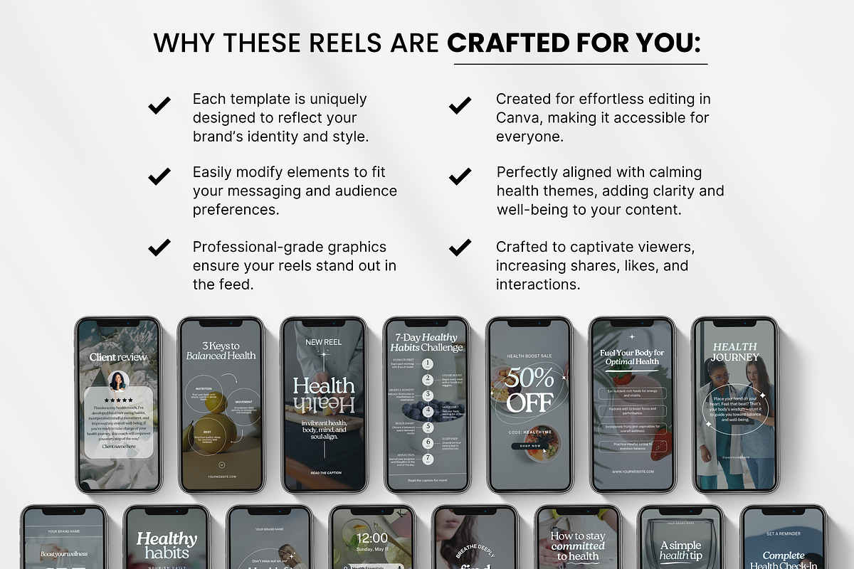 100 Health Coach Instagram Reels, a Social Media Template by DigiPax (Photo 8 of 10)