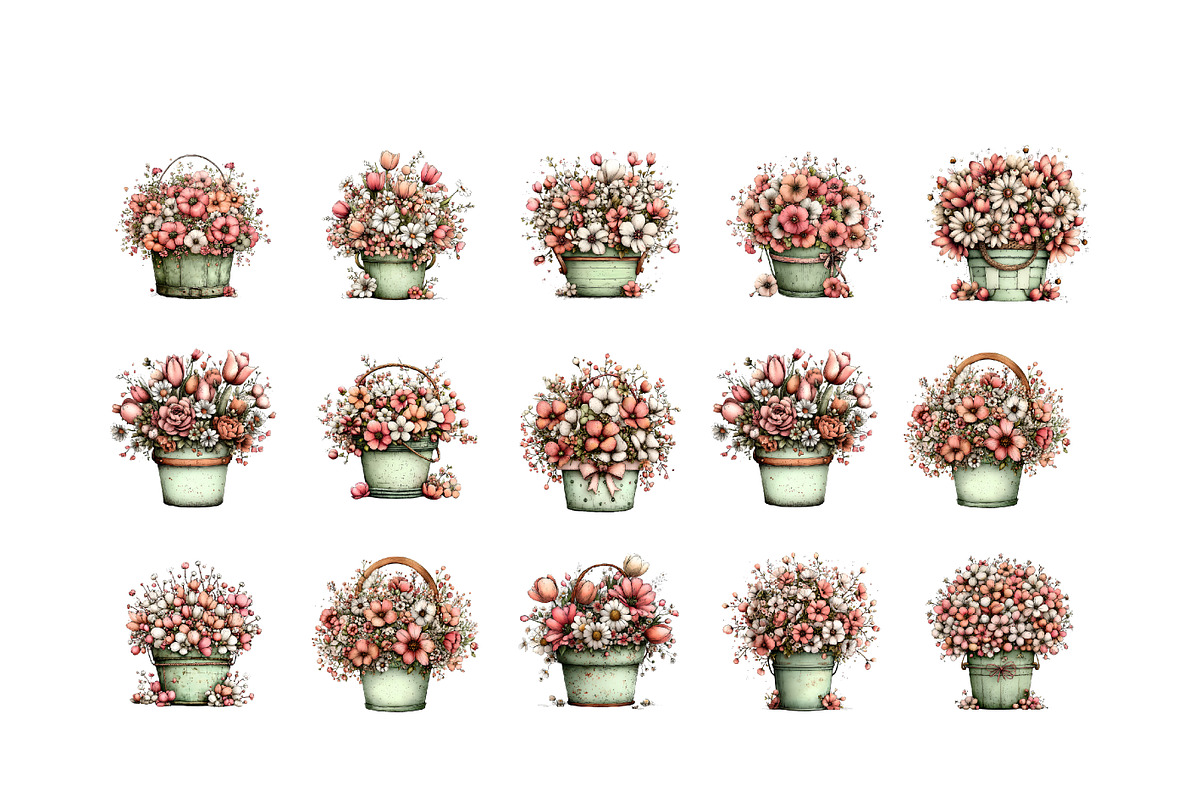 Whimsical Spring Flowes Busket Clipa, an Illustration by GatewayDesign (Photo 3 of 6)