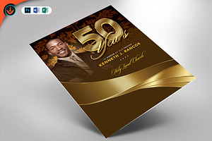 Gold Pastor Anniversary Flyer