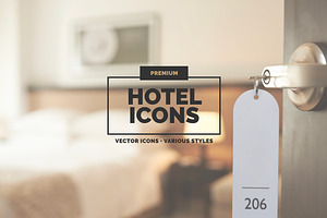 30 Hotel Icons in 3 styles