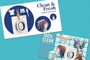 Laundry Day Watercolor Illustration, an Object Illustration by CreativeValuation (Thumbnail 9 of 13)