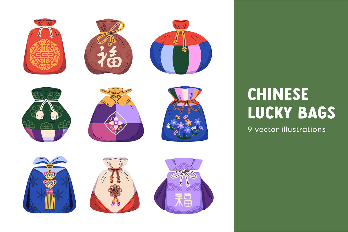 Lucky bags for Chinese holiday set, an Object Illustration by Good Studio (Photo 1 of 6)