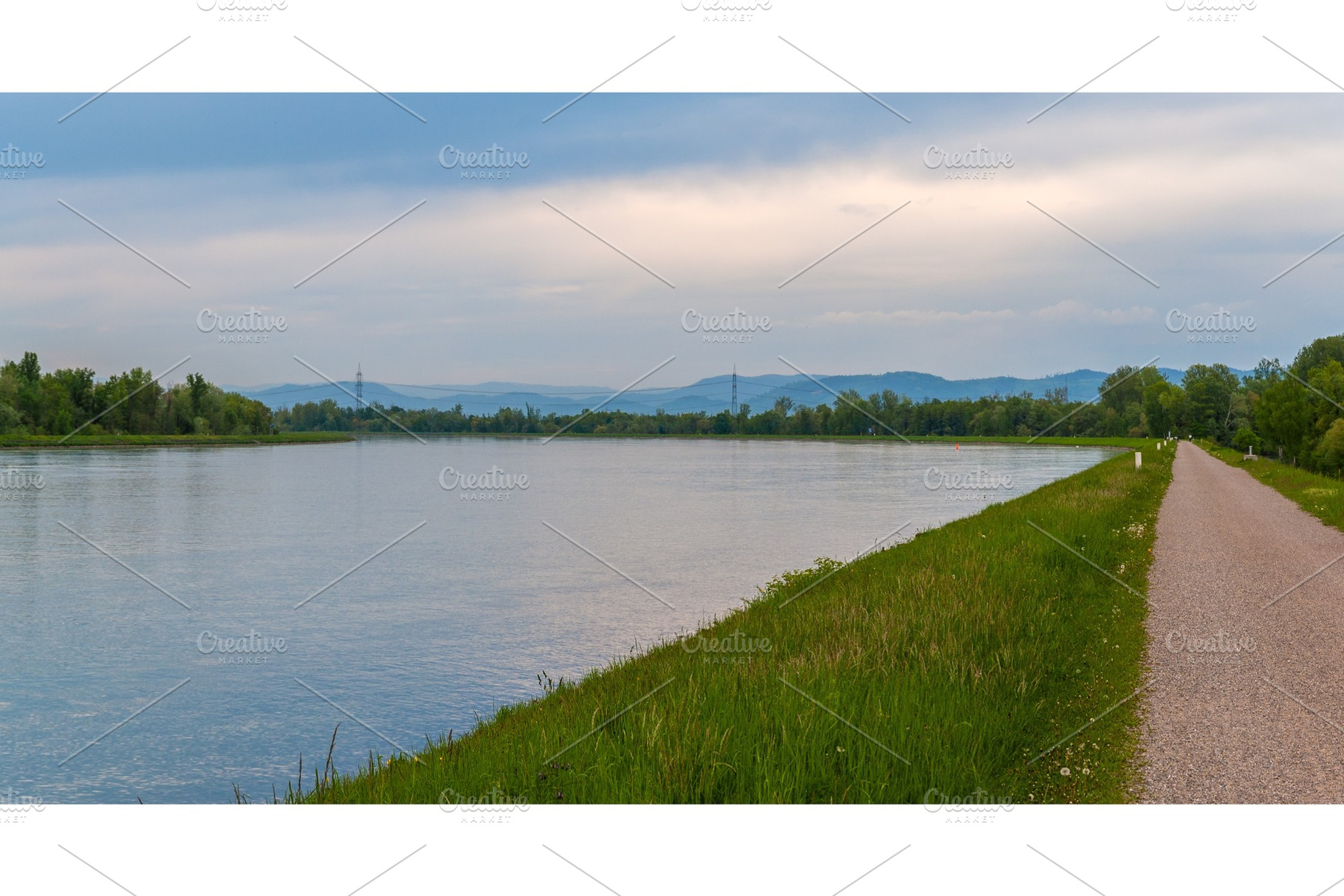 View of Rhine river in the evening, Baden-Wurttemberg, Germany, a Nature Photo by Leonid Andronov