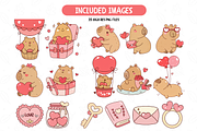 Cute Valentines Capybara Clipart Set, an Illustration by TatiMockup (Thumbnail 2 of 4)