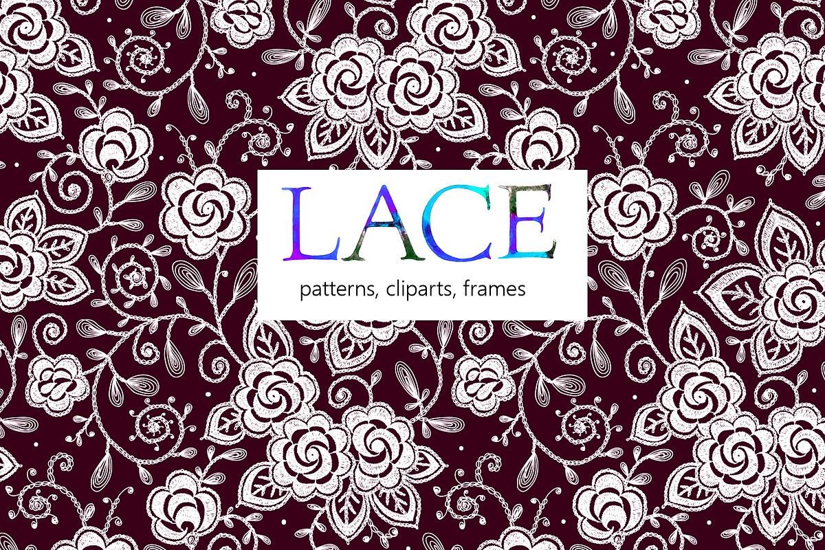Lace roses frames and ribbons., a Pattern Graphic by Ajuga (Photo 1 of 7)