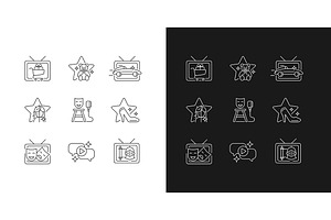 Television Show Linear Icons Set