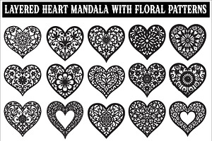 Layered Heart Mandala with Floral, an Illustration by Amazin_art