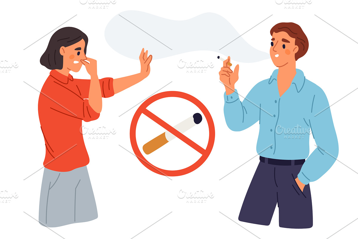 Woman unhappy smell of cigarette, an Object Illustration by Vectorbuum