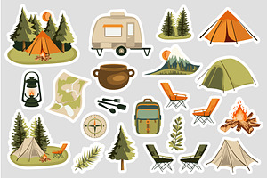 Camping Stickers, an Illustration by alexdndz