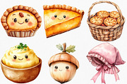 Kawaii Thanksgiving Clipart, an Illustration by Canvas Craft (Thumbnail 3 of 7)