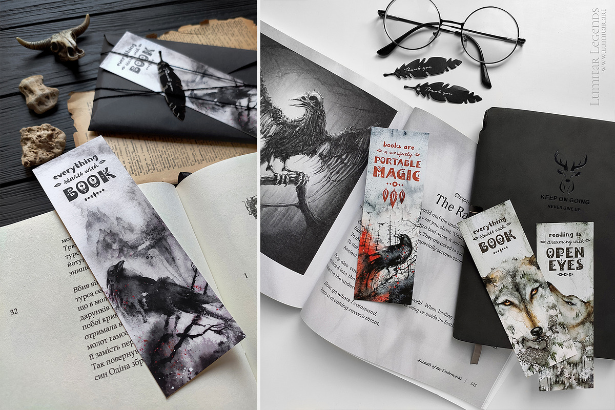 15 PRINTABLE Dark Fantasy Bookmarks, a Stationery Template by Lumitar (Photo 2 of 5)
