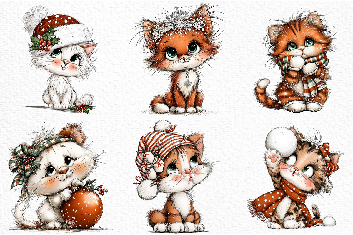 Christmas  Cats Clipart, an Illustration by Craft Nest (Photo 6 of 6)