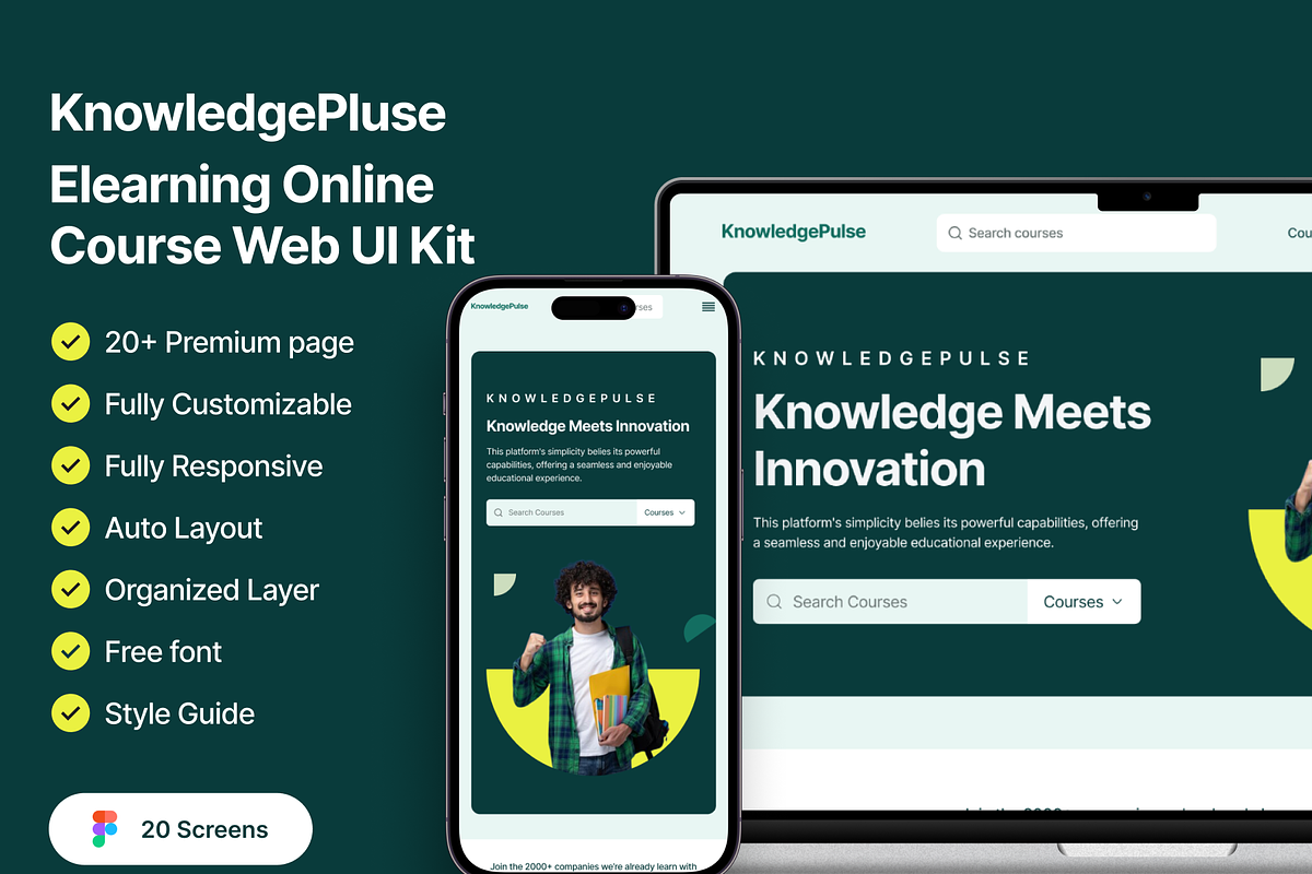 Elearning Website UI Kits, an UI Kit Template by Ahmed Rubel (Photo 1 of 6)