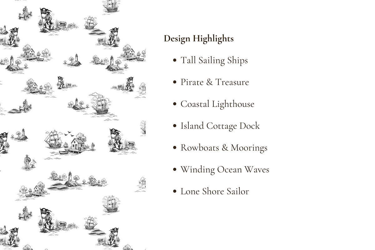 Refined Pirate Toile de Jouy Print, a Background Graphic by Hughes Studio (Photo 4 of 8)