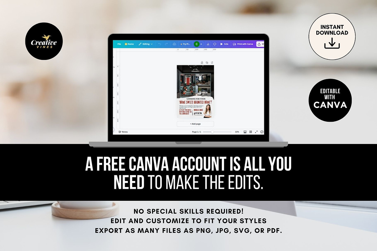 Halloween Real Estate Flyer Canva, a Flyer Template by CreativeVinesStore (Photo 5 of 6)