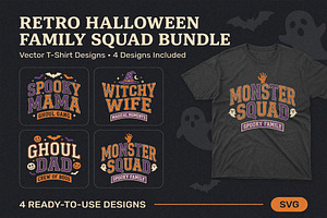 Retro Halloween Family Squad SVG Set