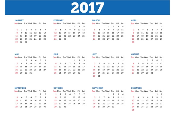 Simple calendar 2017 template | Stationery Templates ~ Creative Market