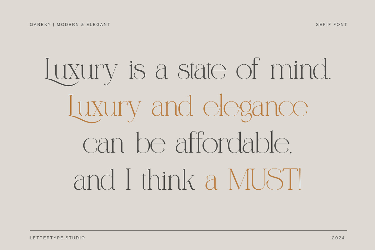 Qareky a Modern & Elegant Serif, a Serif Font by Lettertype Studio (Photo 9 of 20)