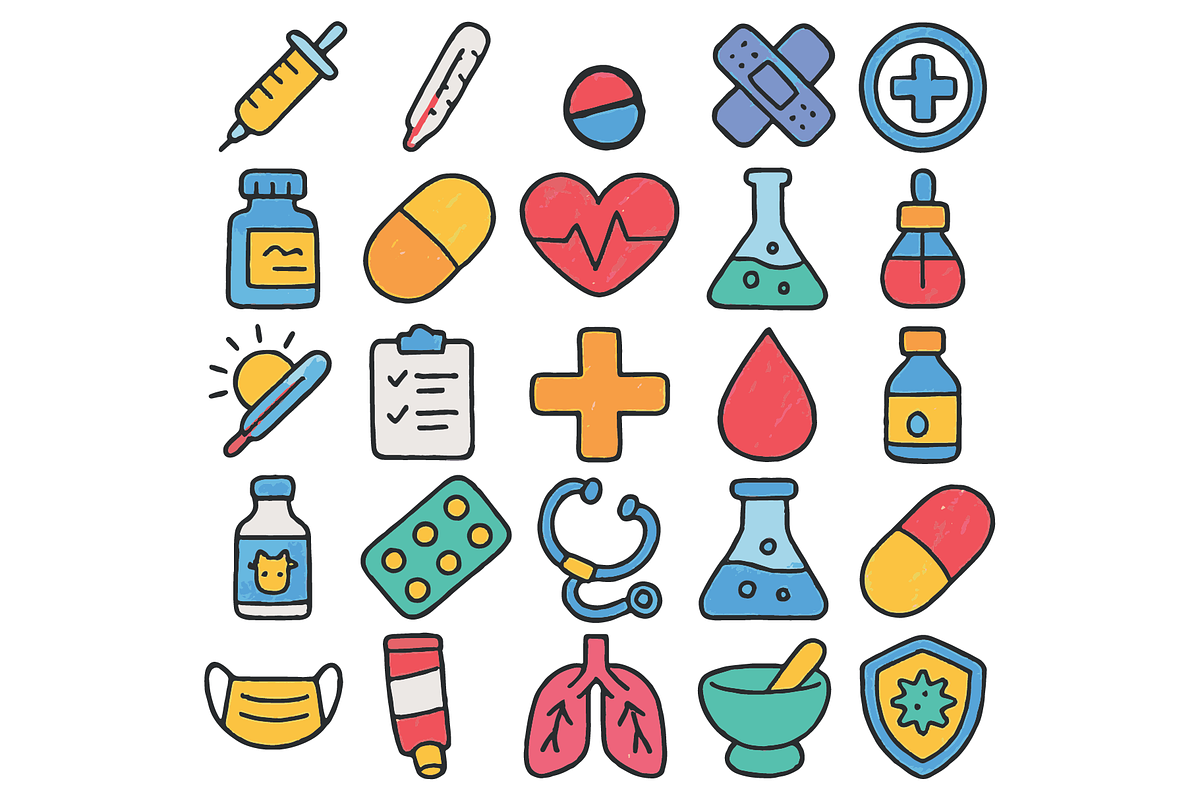 Healthcare Icon Illustration Set, an Object Graphic by nikagraphic