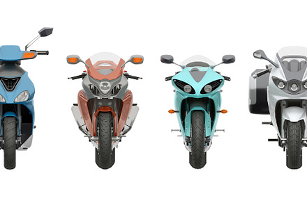 group motorcycles front view, a Transportation Photo by digibox