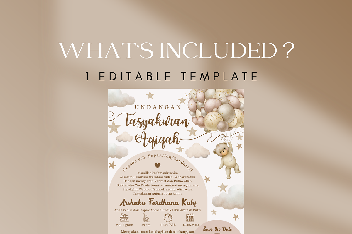 Bear and Balloons Canva Template, an Invitation Template by Blooming Daisy (Photo 2 of 4)