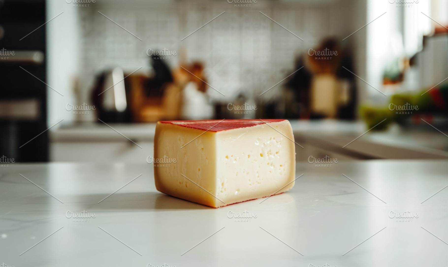A close-up of a piece of cheese with, a Photo by LOGOCREATIVE