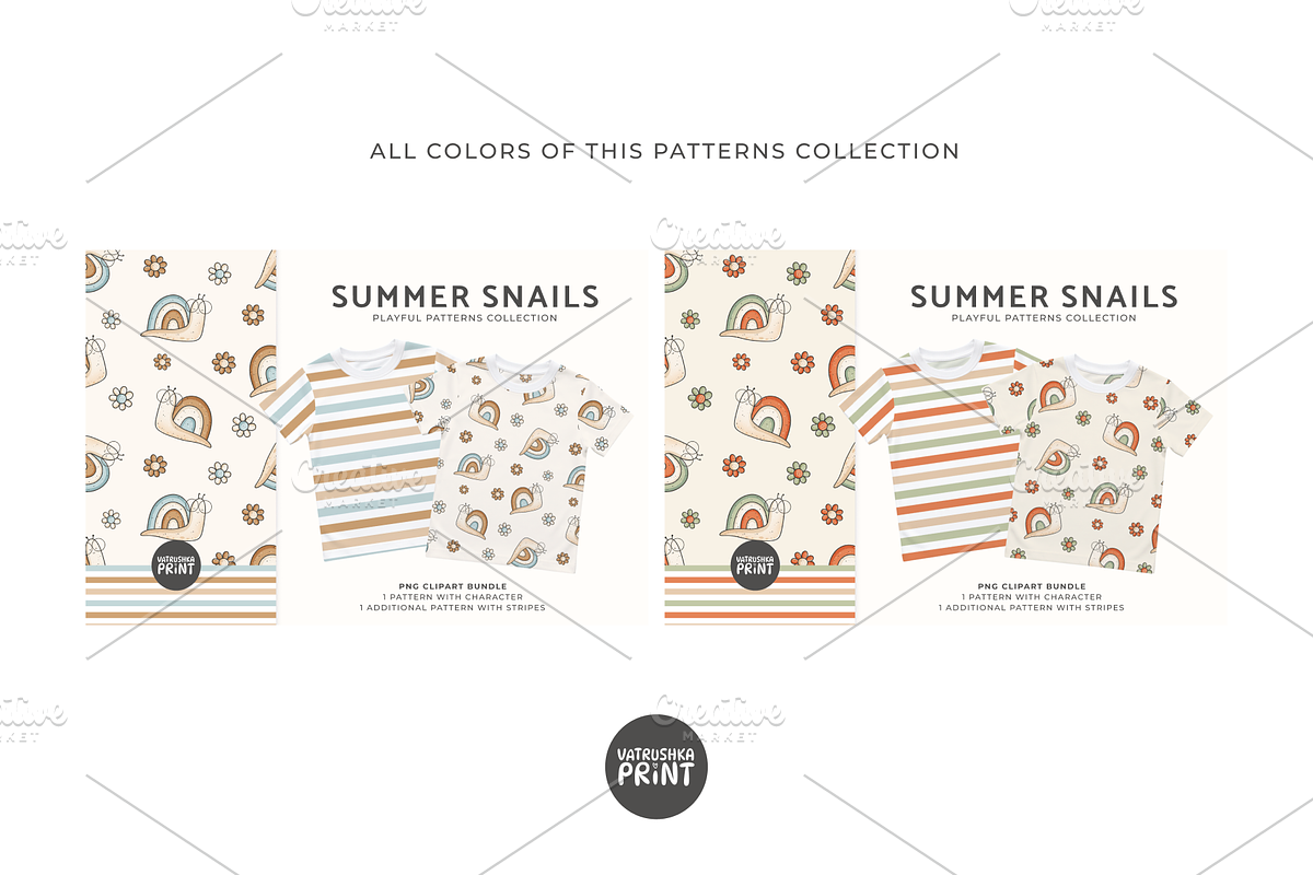 Summer Snails - seamless patterns, a Pattern Graphic by vatrushkaprint_store (Photo 6 of 6)