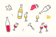 Hand Drawn Wine Bottles and Glasses, an Object Graphic by Elena Pimukova (Thumbnail 1 of 10)