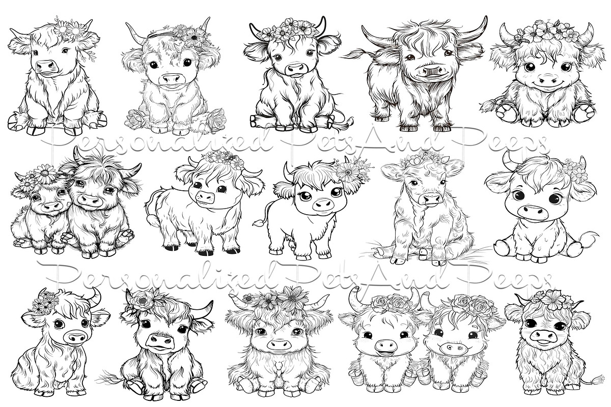 15 Cute Highland Cow Clipart, an Animal Illustration by Art Paradise Studios (Photo 7 of 7)