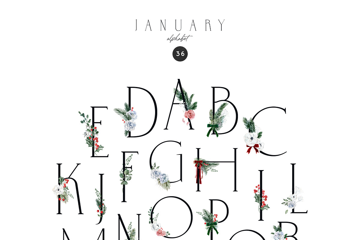 JANUARY Watercolor Winter Set, a Seasonal Illustration by Kaleriia (Photo 13 of 15)