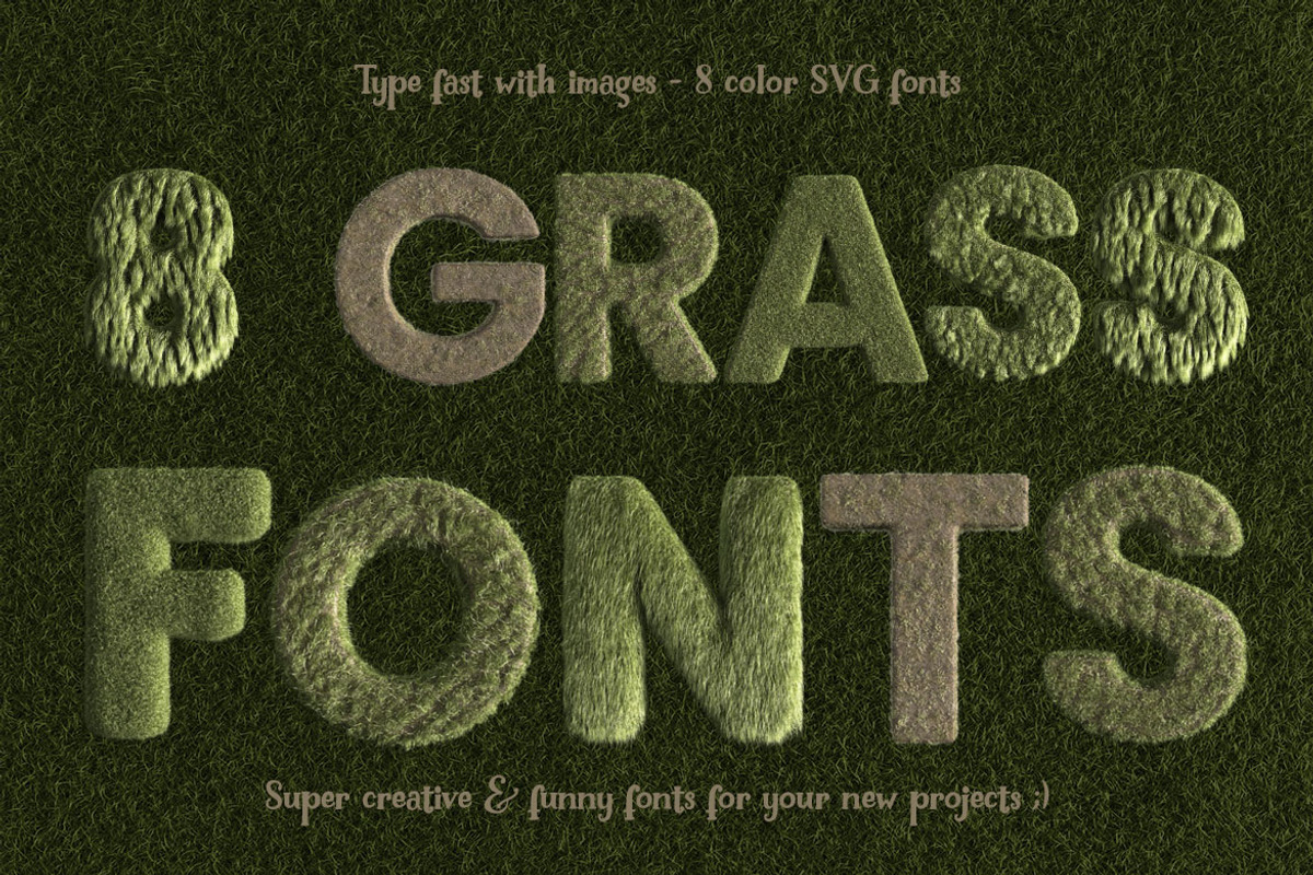 Green Grass or Fur Typo Creator, a Sans Serif Font by TVartworks (Photo 3 of 14)