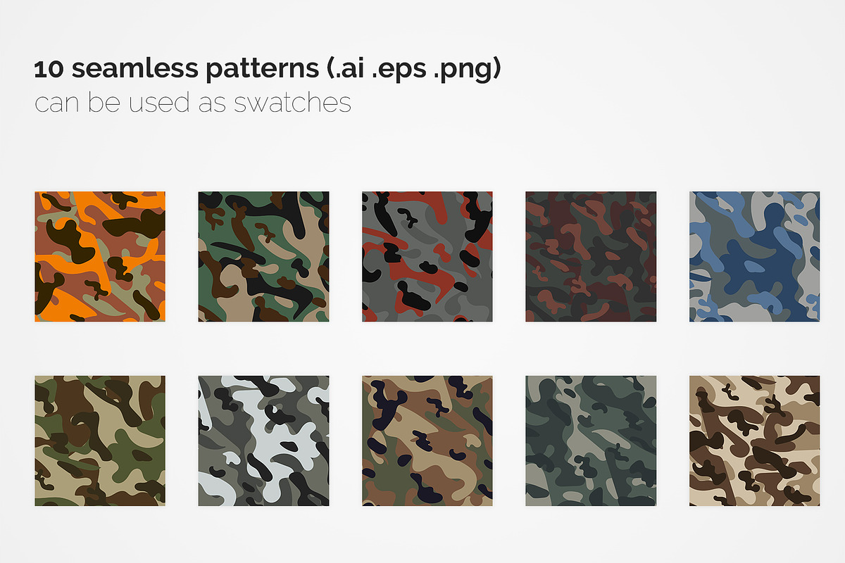 Army Camouflage Seamless Patterns, a Pattern Graphic by 3Y_Design (Photo 2 of 6)