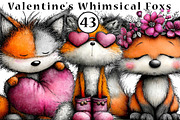 Valentine's Whimsical Foxs Clipart, an Illustration by CreationArt (Thumbnail 1 of 5)